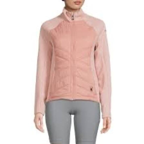 SPYDER Nova Full Zip Hybrid Track Jacket Outdoor Quilted Fleece Coat Pink Large - Picture 1 of 16